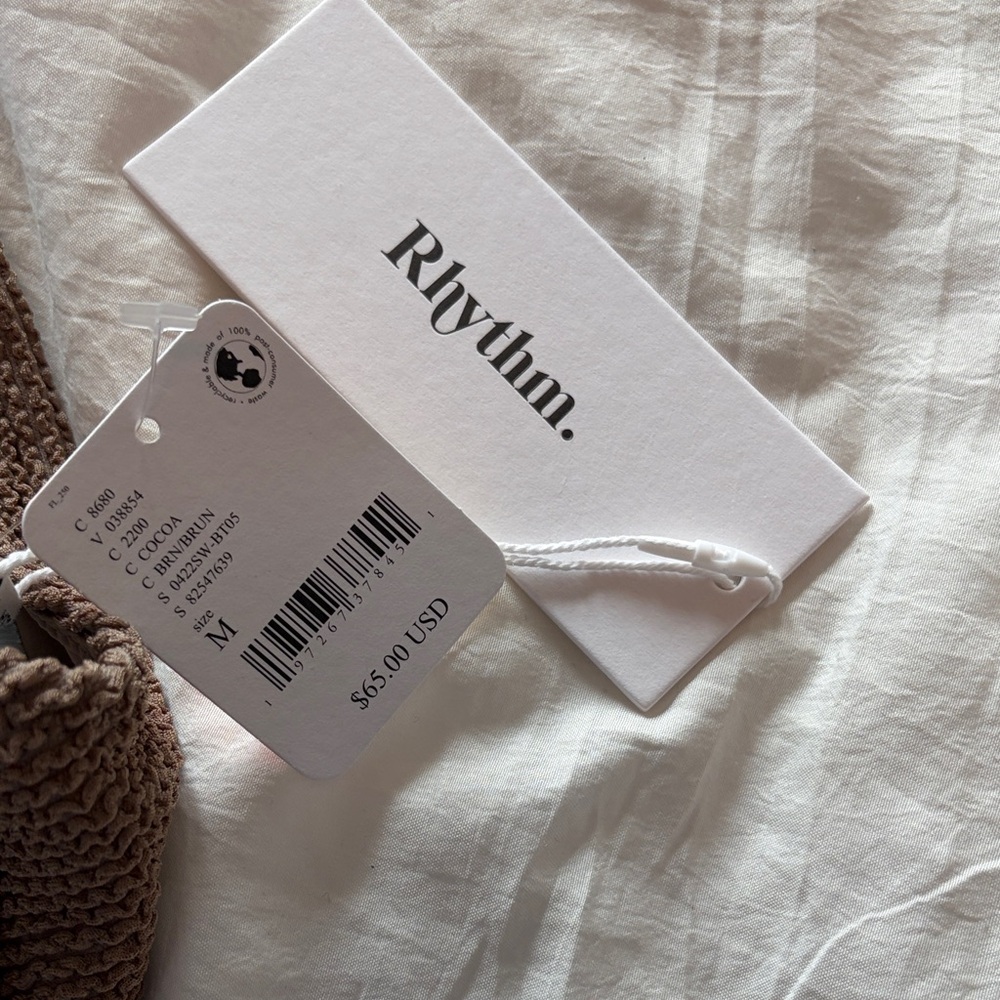 Free People Rhythm Brown Ribbed High-Neck Swim Top Set (Top) - Picture 3 of 3